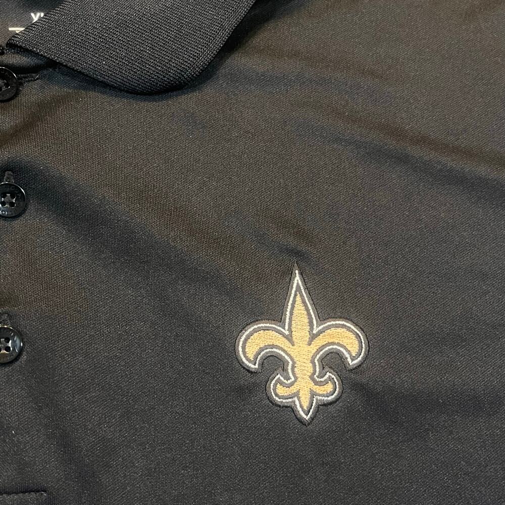 Antigua Men's XL‎ Polo Shirt Size NFL New Orleans Saints Black Long Sleeve